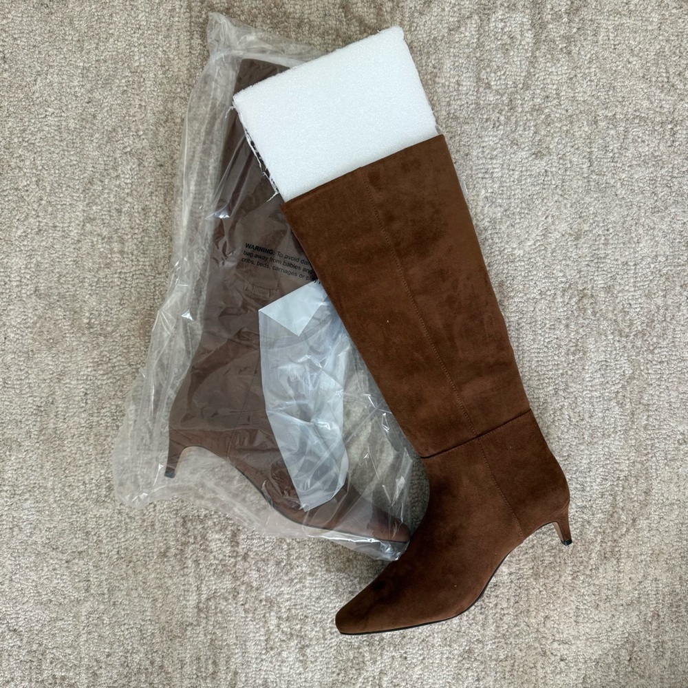 Abercrombie & Fitch Brown kitten suede vegan Knee Boots